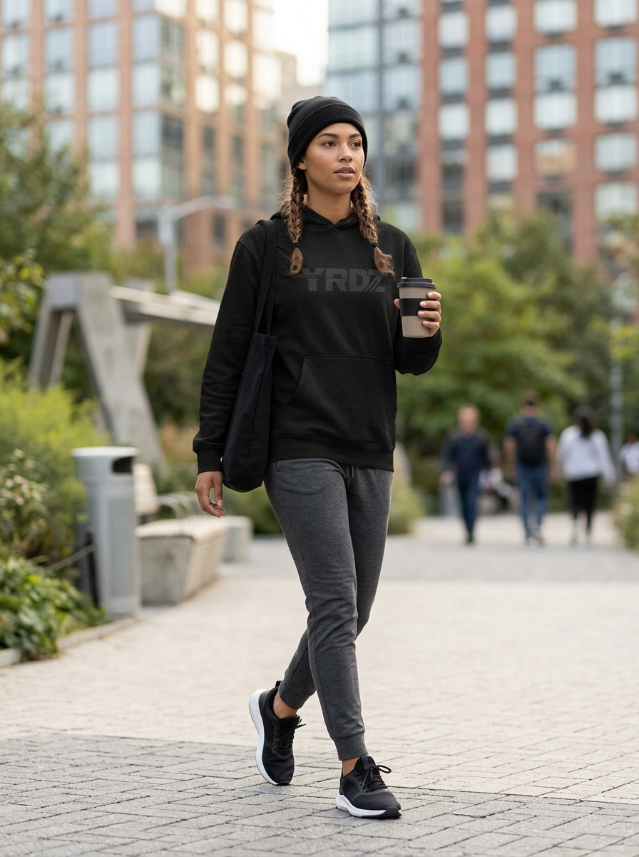011 - Unisex Hoodie Embroidered Black Logo