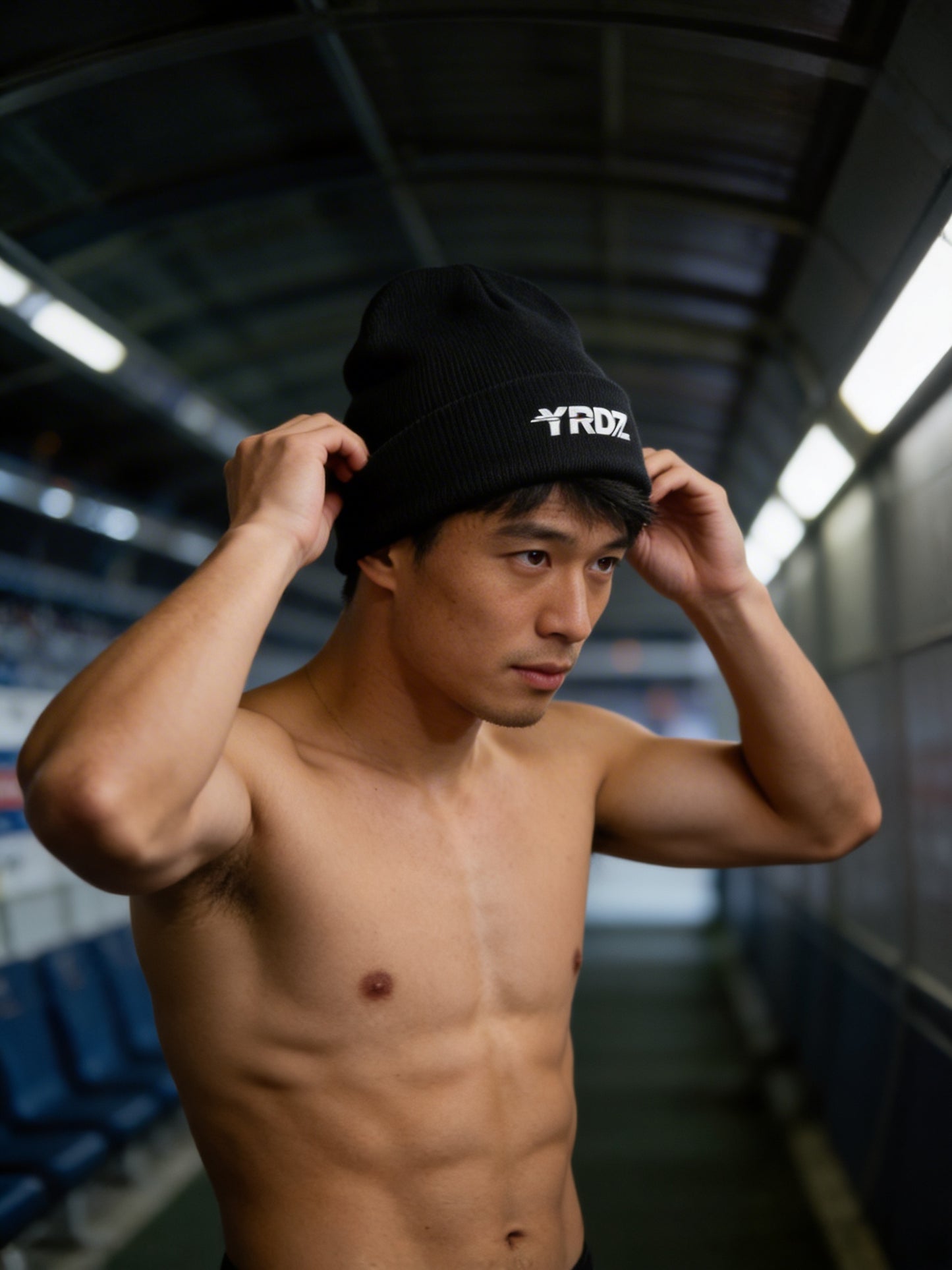 017 - Embroidered Beanie White Logo