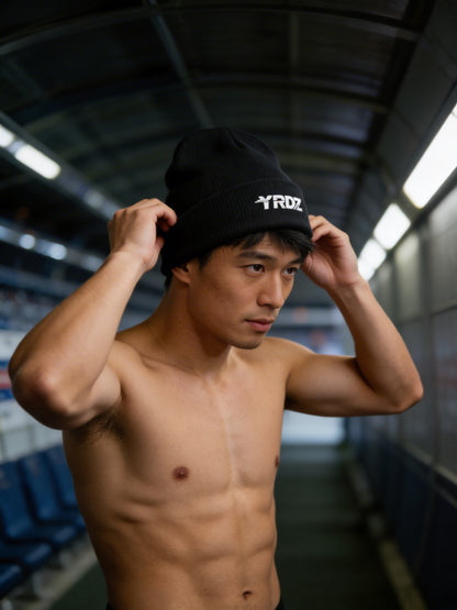 017 - Embroidered Beanie White Logo